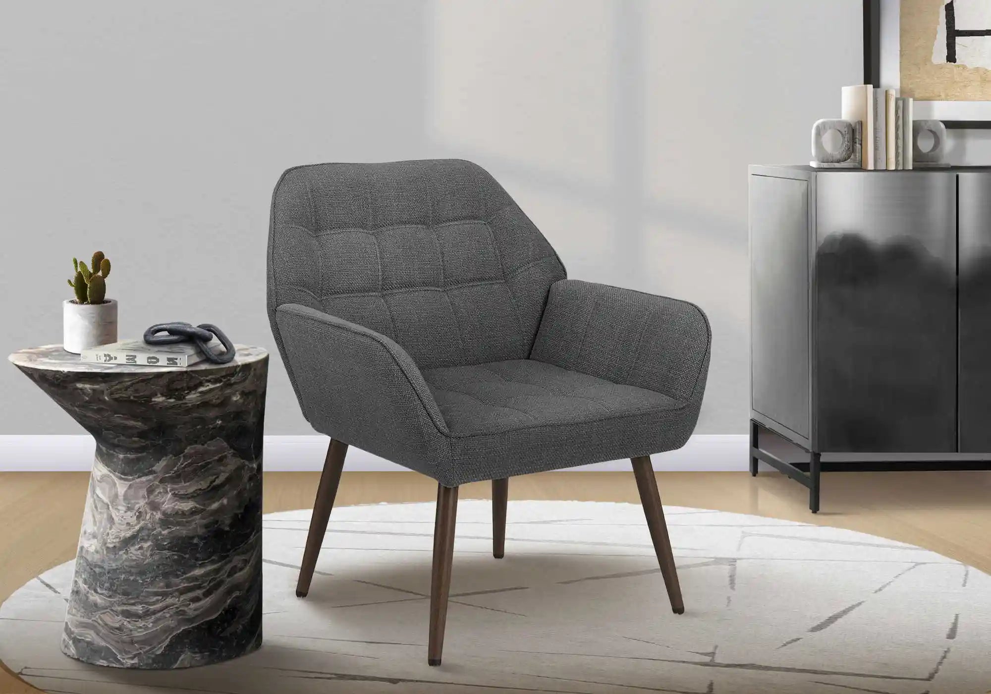 Fauteuil d'Appoint Vert Foncé et Pieds Fini Noyer