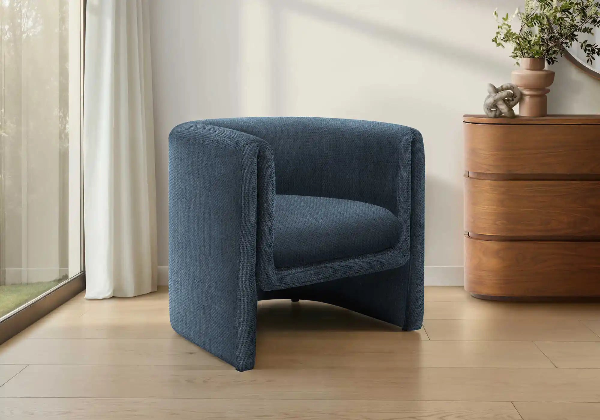Fauteuil d'Appoint Tonneau 29 po en Tissu Bleu