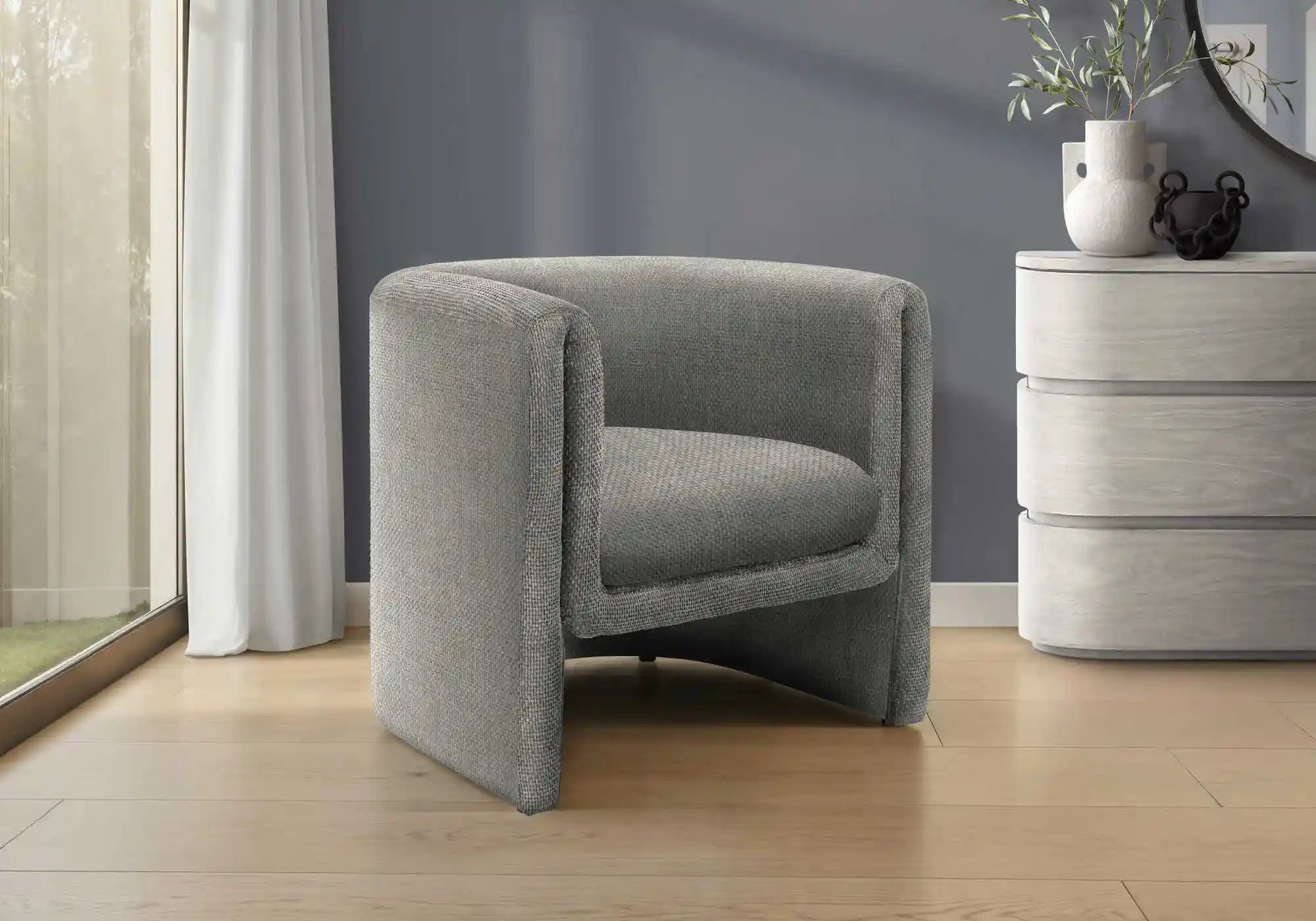 Fauteuil d'Appoint Tonneau 29 po en Tissu Bleu