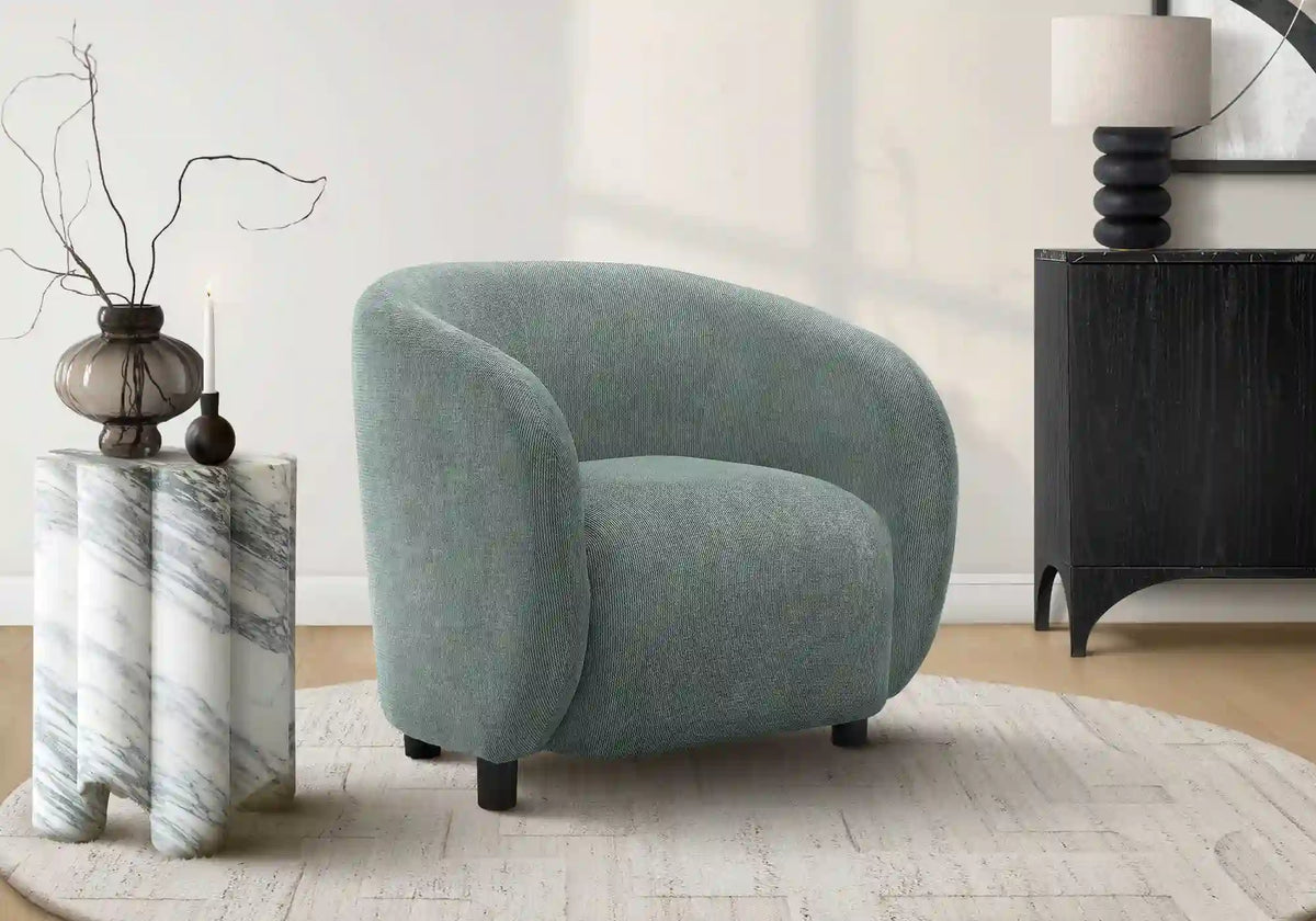Light Brown Barrel Accent Chair with Black Legs