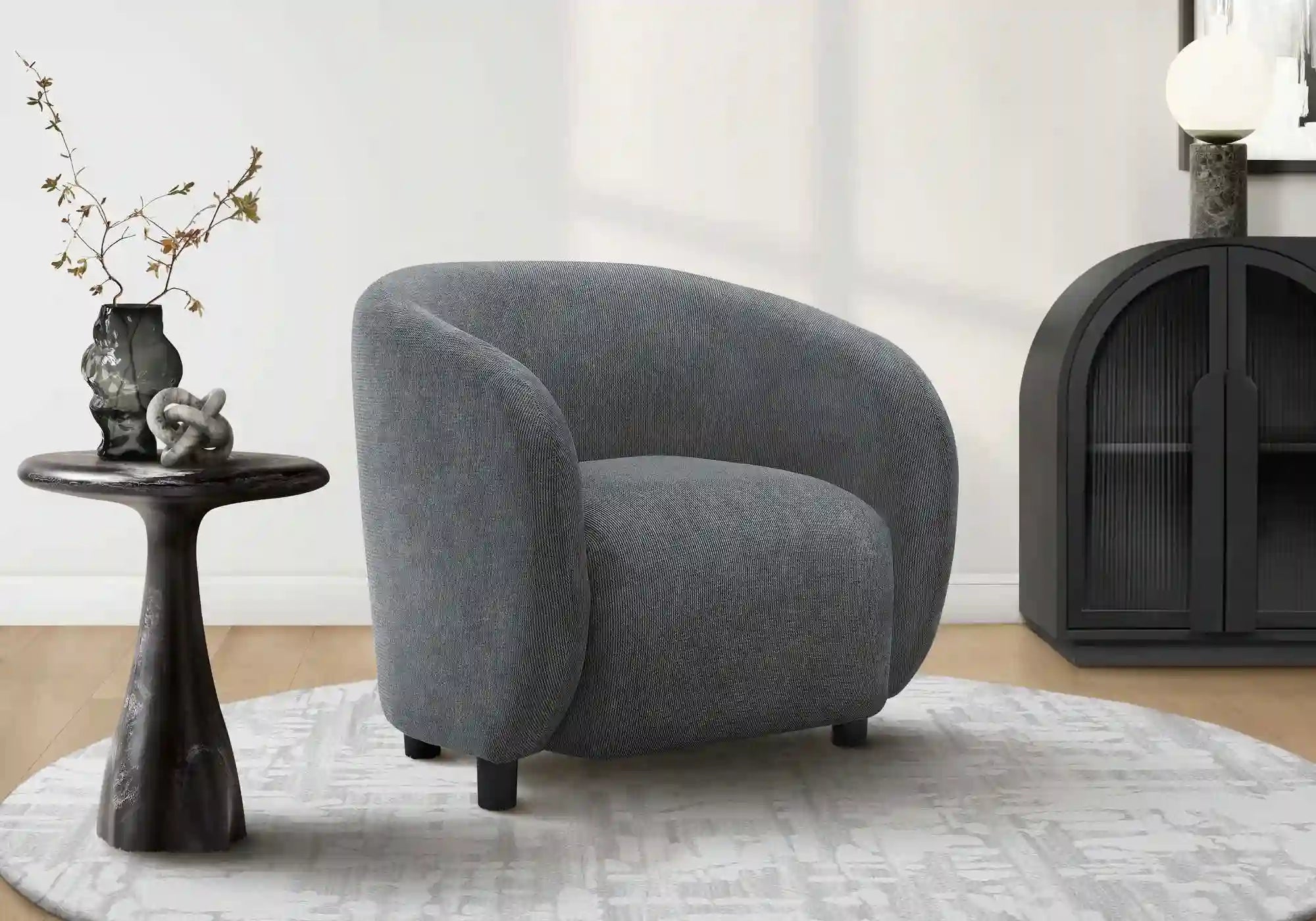 Fauteuil d'Appoint Tonneau Brun Clair avec Pieds Noirs