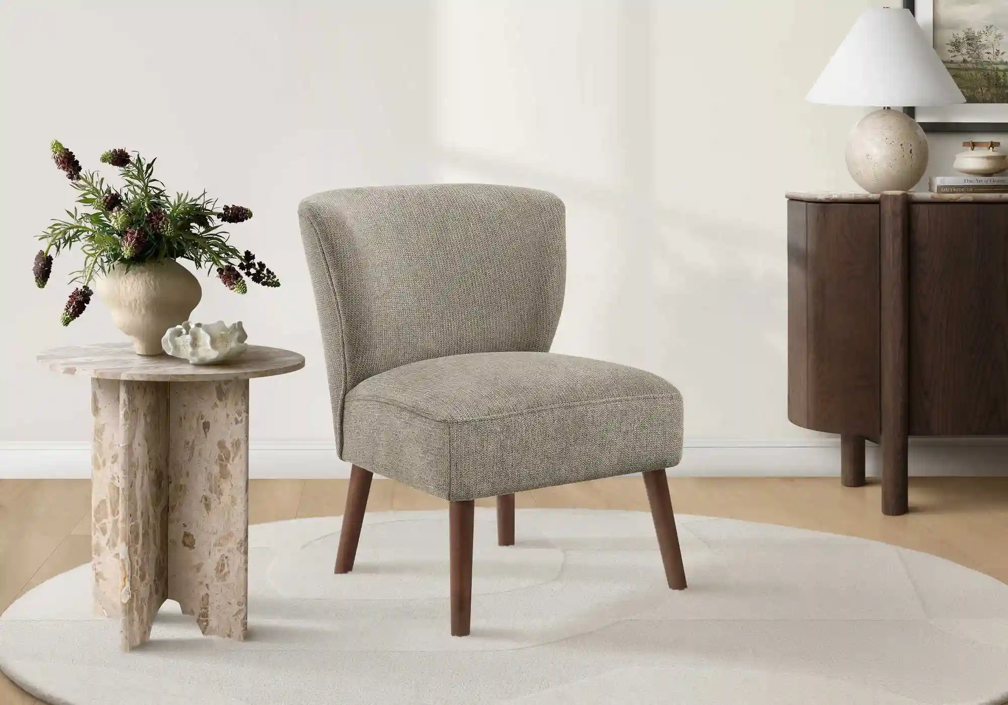 Chaise d'Appoint Brun Clair sans Bras et Pieds Noyer