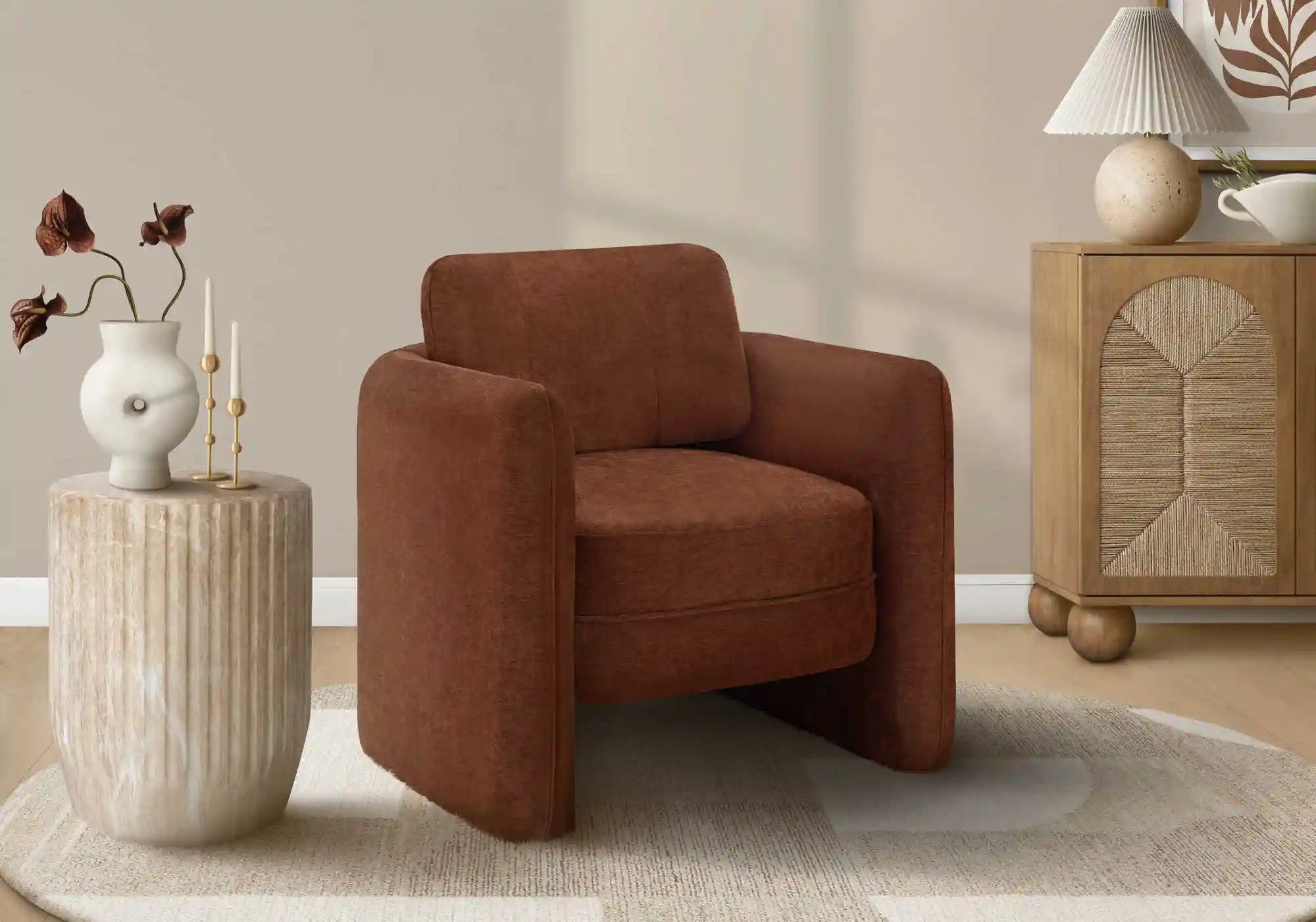 Fauteuil d'Appoint Tonneau 32 po en Tissu Noir
