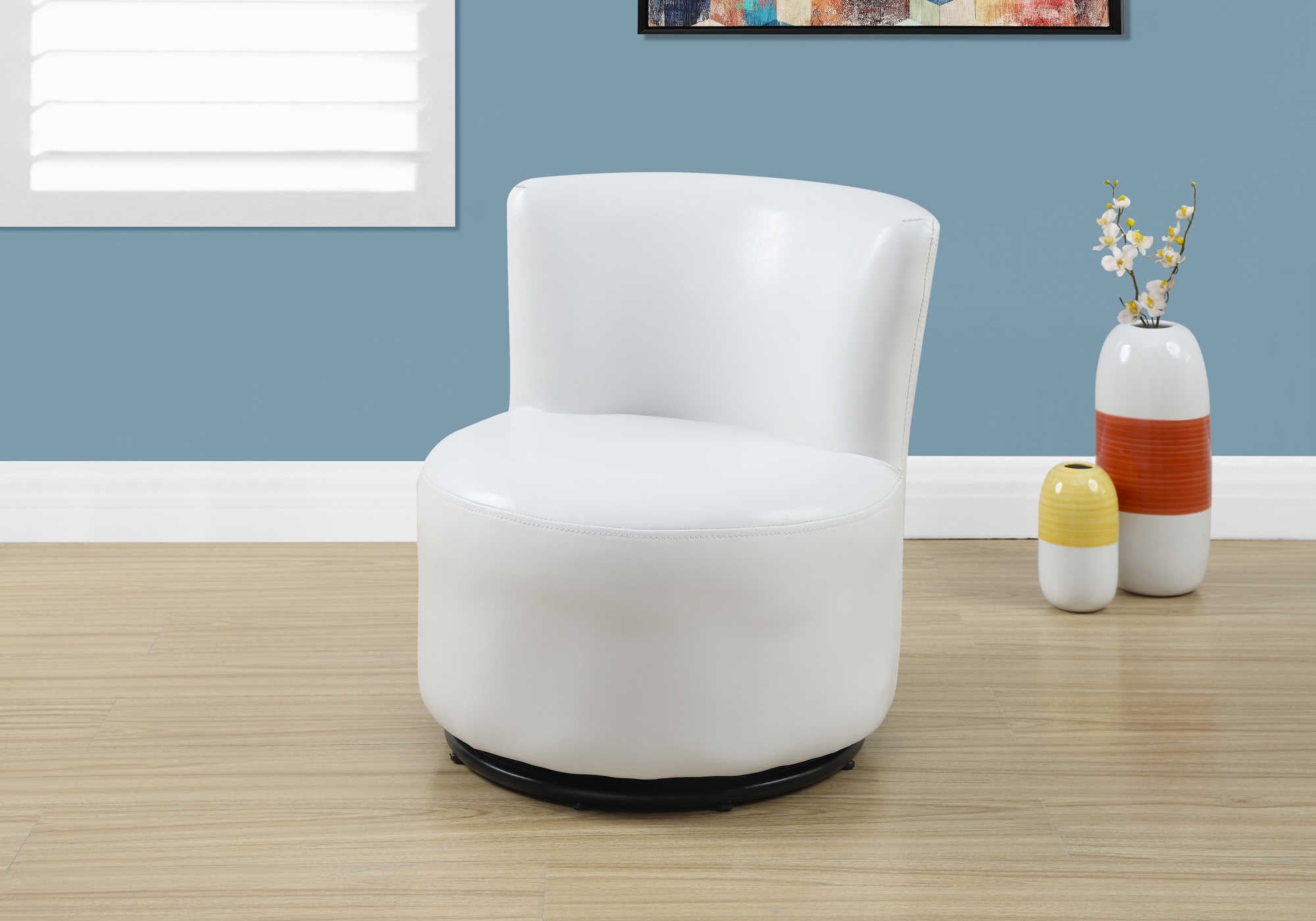 CHAISE JUVÉNILE - PIVOTANTE / SIMILI-CUIR BLANC ( Meuble Mtl ) 