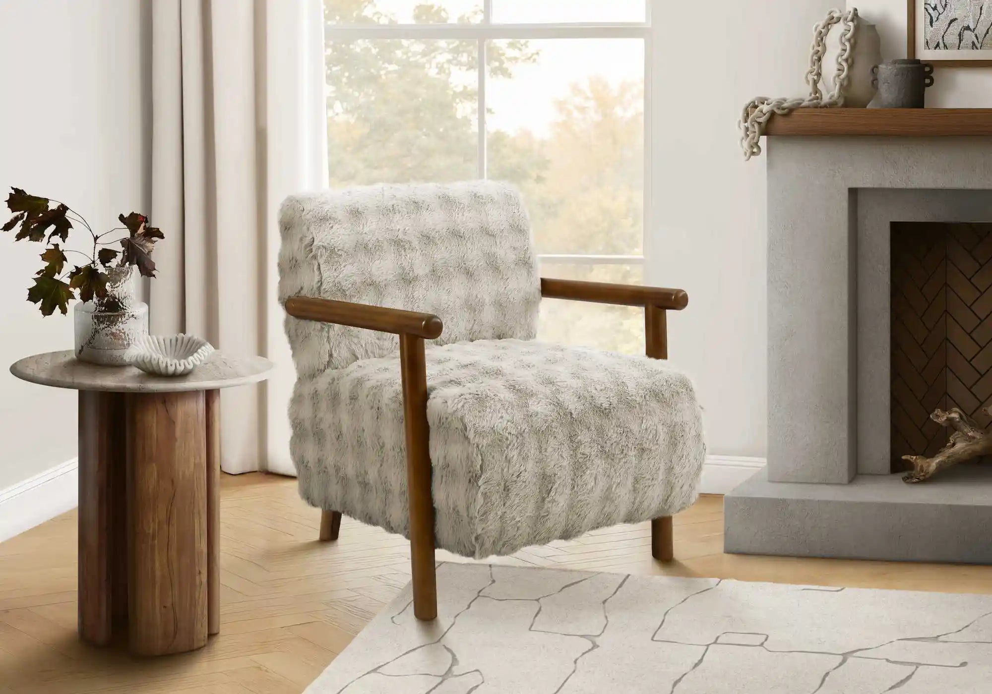 Fauteuil d'Appoint Or Clair avec Accoudoirs en Bois Noyer