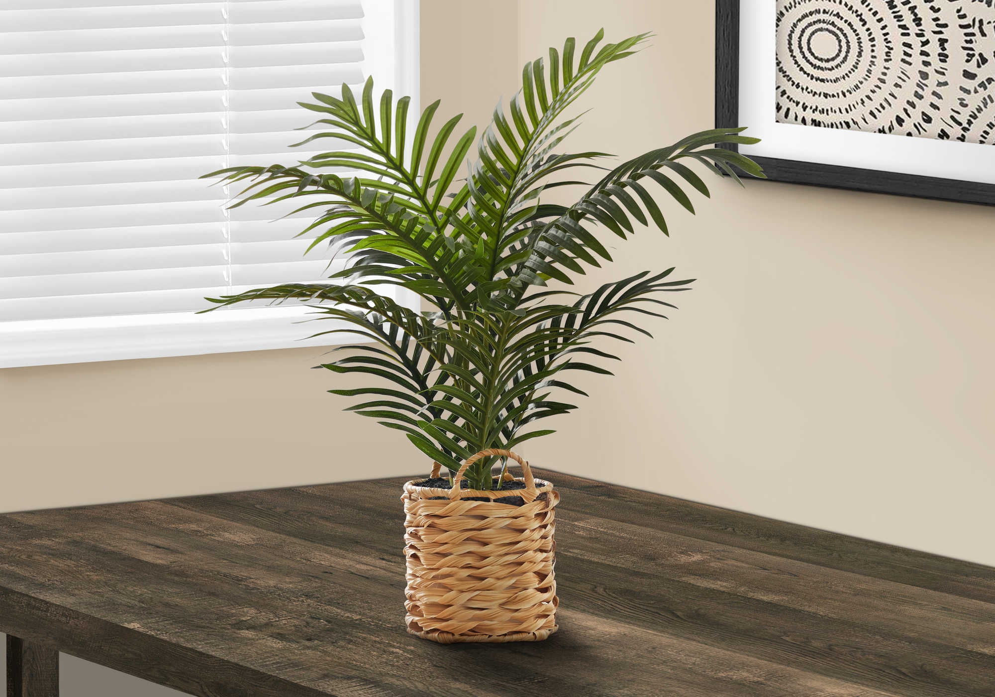 PLANTE ARTIFICIELLE - 24"H/PALMIER INTERIEUR/POT TISSE 8"