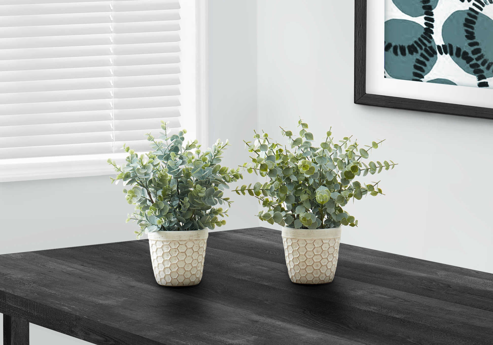 PLANTE ARTIFICIELLE - 2PCS / 13"H EUCALYPTUS/ HERBE/ POT 4"