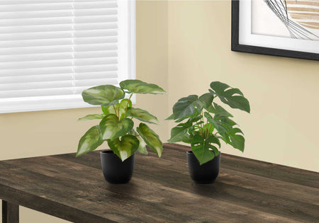 PLANTE ARTIFICIELLE - 2PCS / 13"H MONSTERA/CALATHEA/ 4" POT