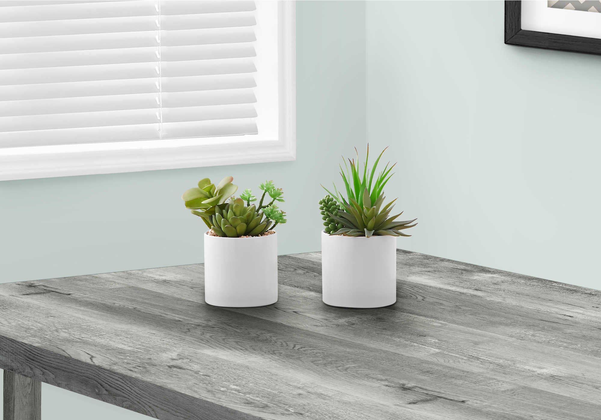 PLANTE ARTIFICIELLE - 2PCS / 7"H SUCCULENTE EN 3" POT EN CÉRAMIQUE