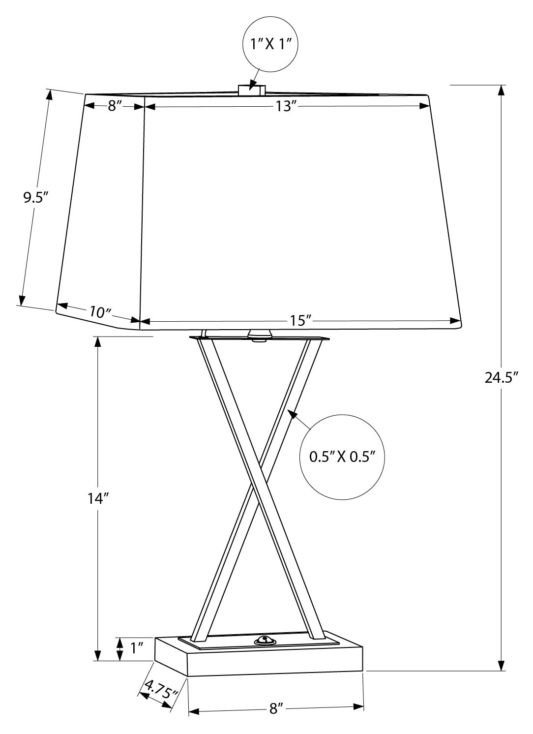 ÉCLAIRAGE - LAMPE DE TABLE 25"H MÉTAL NOIR/Abat-jour BEIGE/USB