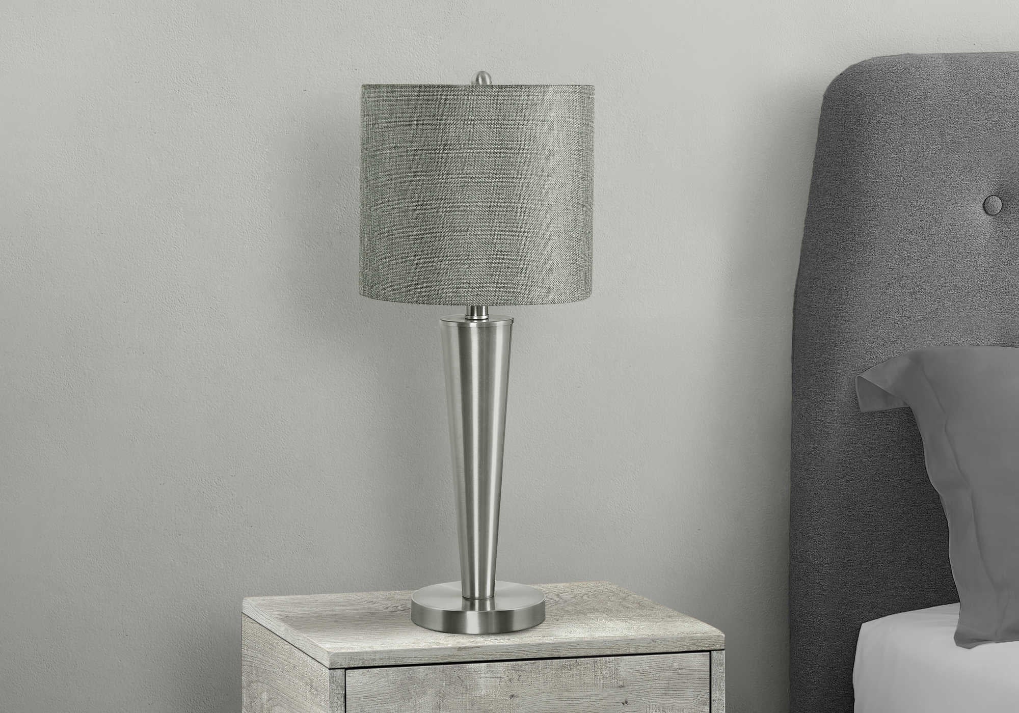 ÉCLAIRAGE - LAMPE DE TABLE 2PCS/24"H MÉTAL NICKEL / GRIS / USB