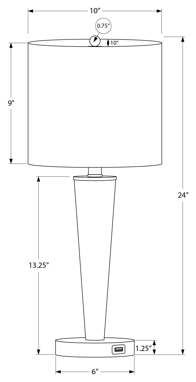 ÉCLAIRAGE - LAMPE DE TABLE 2PCS/24"H MÉTAL NOIR / IVOIRE / USB