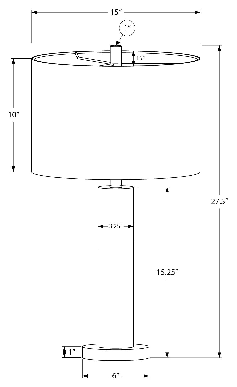 ÉCLAIRAGE - LAMPE DE TABLE 28"H MÉTAL NOIR / ABAT-JOUR NOIR