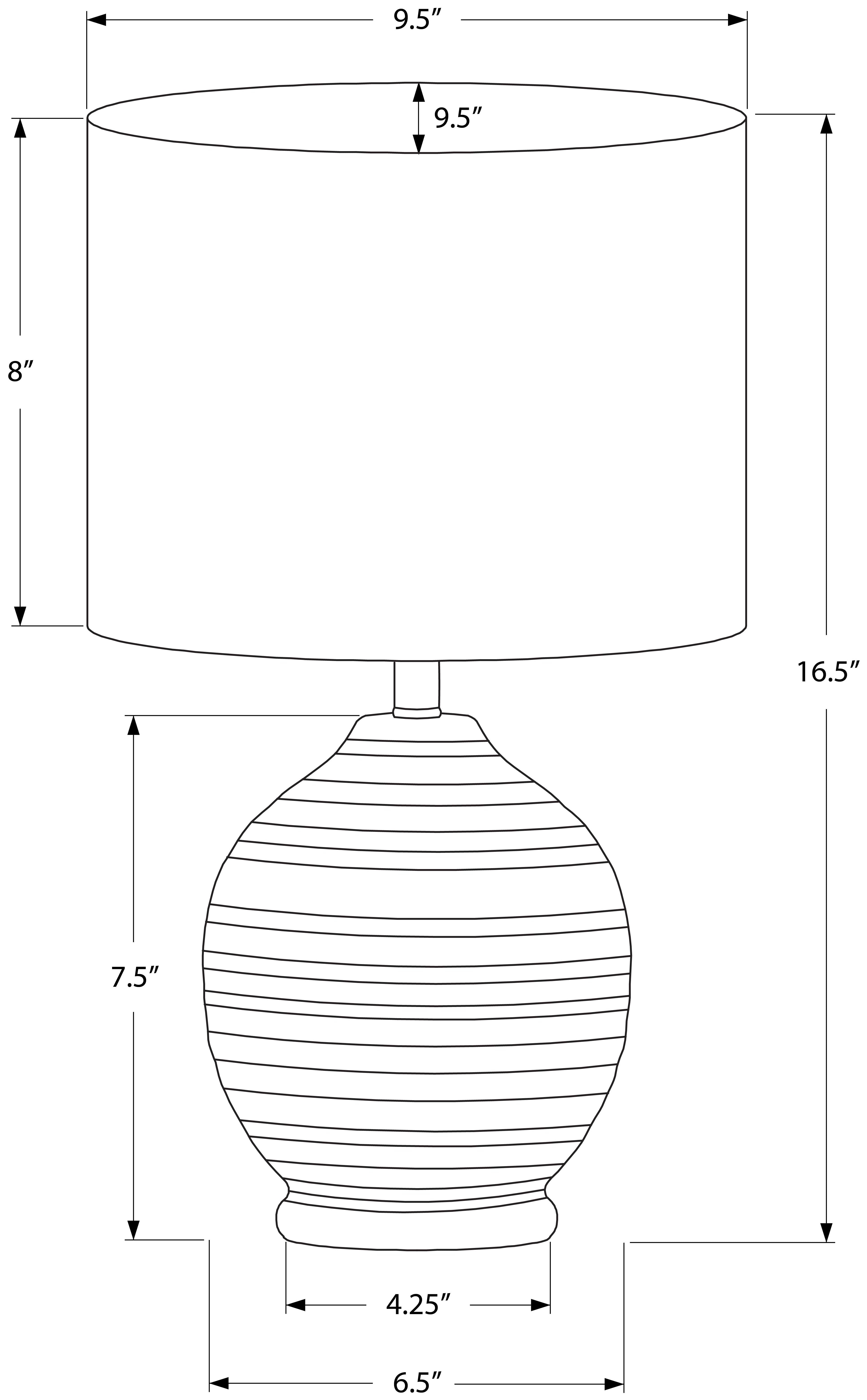 ÉCLAIRAGE - LAMPE DE TABLE 17" H CÉRAMIQUE NOIRE / ABAT-JOUR IVOIRE
