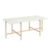 Table basse avec plateau en marbre blanc Ida : cadre doré