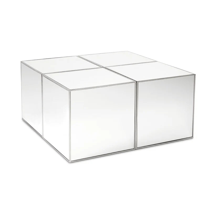 Table d’appoint cube miroir GY-ET-1363 en acier poli