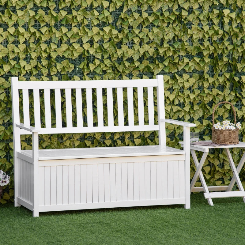 Banc de jardin de rangement 2 places, meubles de patio extérieur, coffre de terrasse avec intérieur pour patio, porche ou balcon, blanc