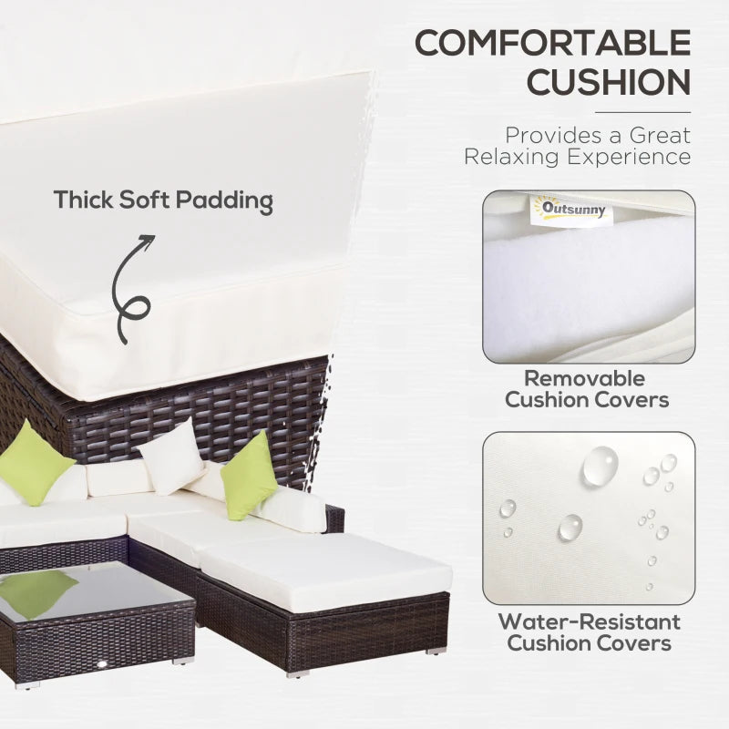 Ensemble de meubles de patio 6 pièces, ensemble de canapé sectionnel de jardin en osier de luxe, meubles de patio extérieur résistants à toutes les intempéries avec siège coussin pour porche, jardin, balcon au bord de la piscine