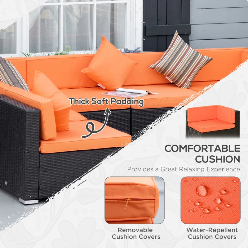 Ensemble de canapés de patio sectionnels en osier d'extérieur, 7 pièces