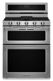Cuisinière KitchenAid au gaz, 6 pi³, deux fours, acier inoxydable KFGD500ESS