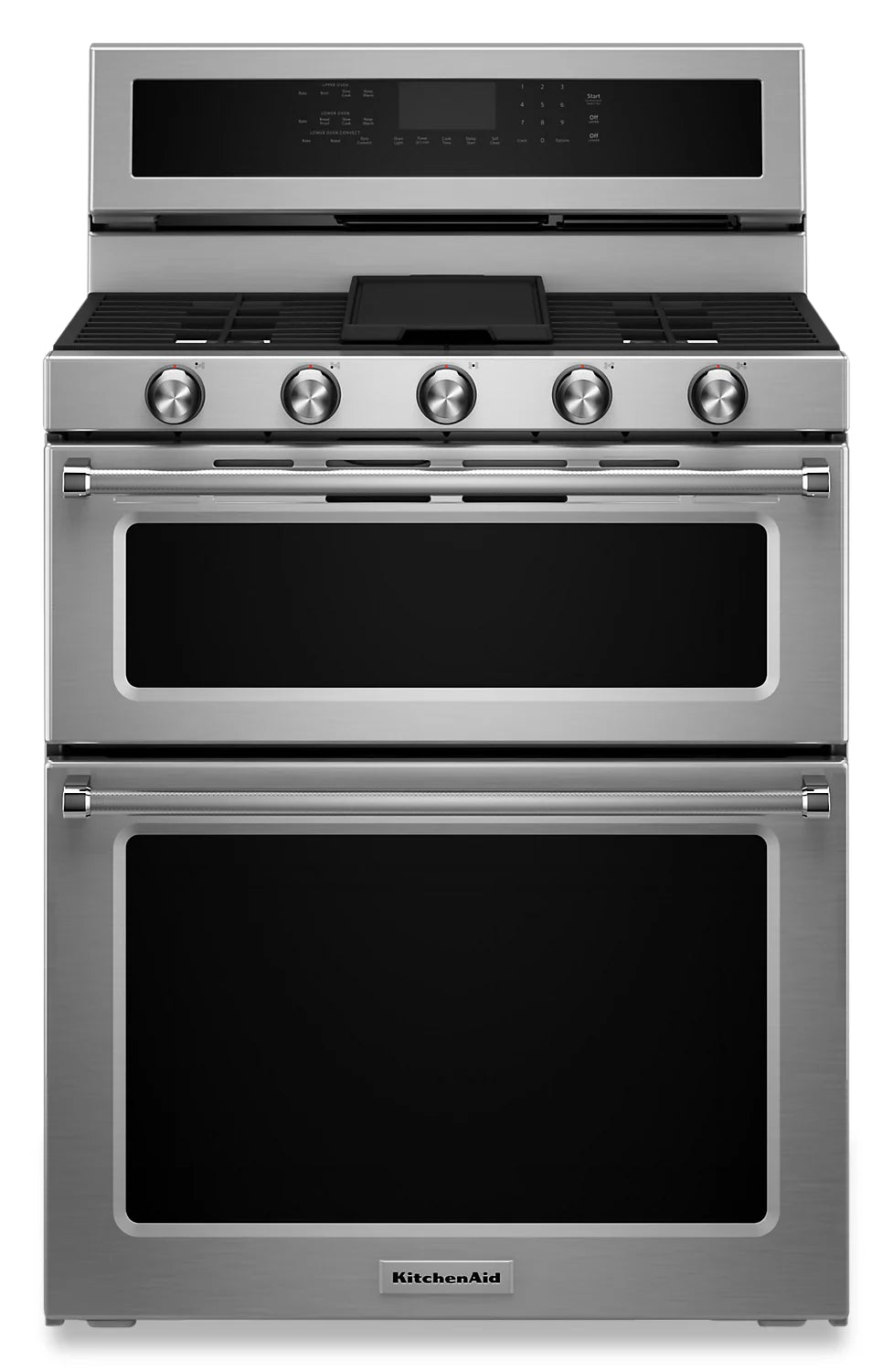 Cuisinière KitchenAid Gaz 6 pi³ Double Four Inox KFGD500ESS