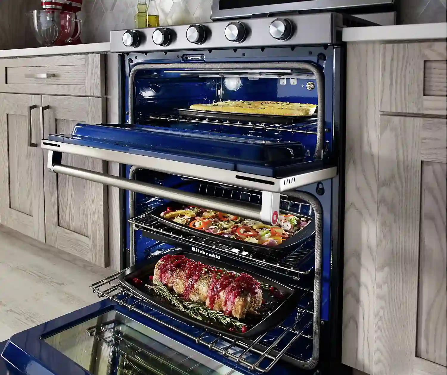 Cuisinière KitchenAid au gaz, 6 pi³, deux fours, acier inoxydable KFGD500ESS