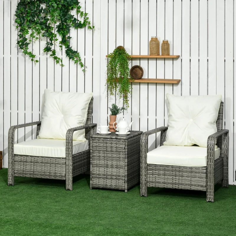 Ensemble bistro de patio 3 pièces avec housse de coussin amovible, beige