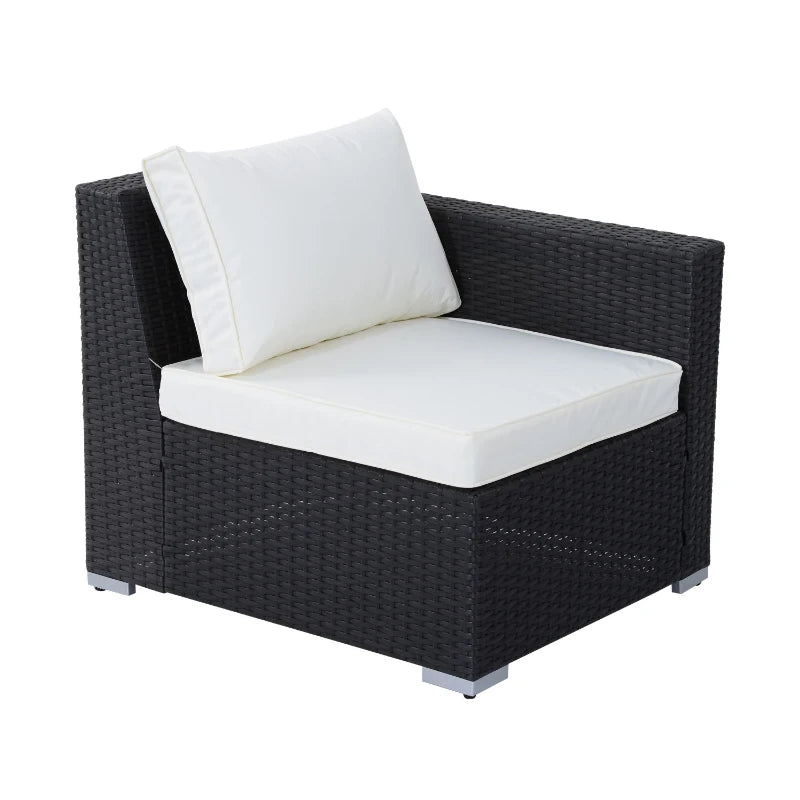 Ensemble de meubles de patio en osier 7 pièces, canapé de conversation sectionnel en rotin PE avec table et coussin en verre, beige
