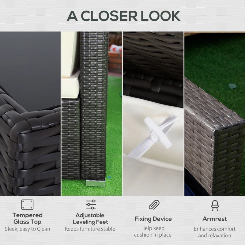 Ensemble de canapés de patio sectionnels en osier d'extérieur, 7 pièces