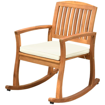 Chaise à bascule de Patio, bascule de porche en bois intérieure et extérieure avec coussin pour terrasse, balcon, jardin, Patio, teck