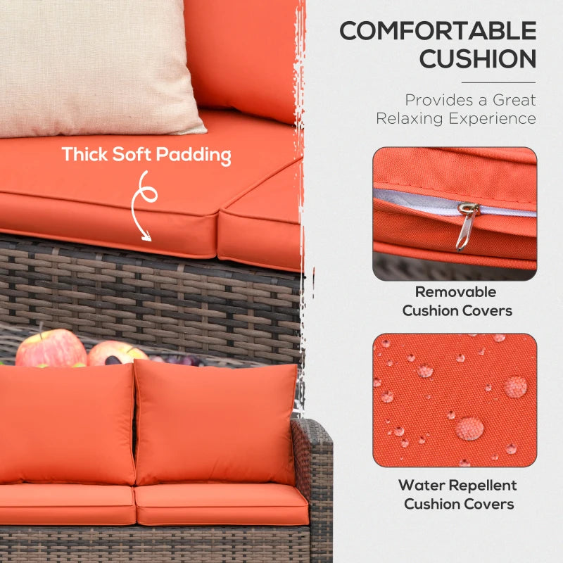 Ensemble de canapé d'extérieur en osier et rotin, 6 pièces, ensemble de meubles de conversation de Patio sectionnel avec Table de rangement et coussin