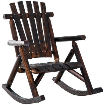 Char-Log Chaise à bascule simple pour jardin, patio extérieur rustique, chaise à bascule Adirondack, meubles de cour en bois de sapin