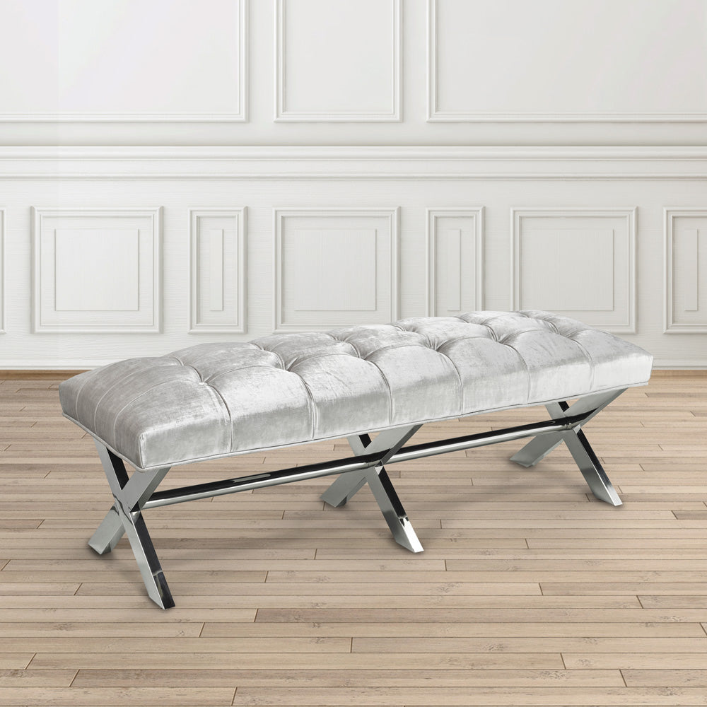 Banc en velours gris Lauren