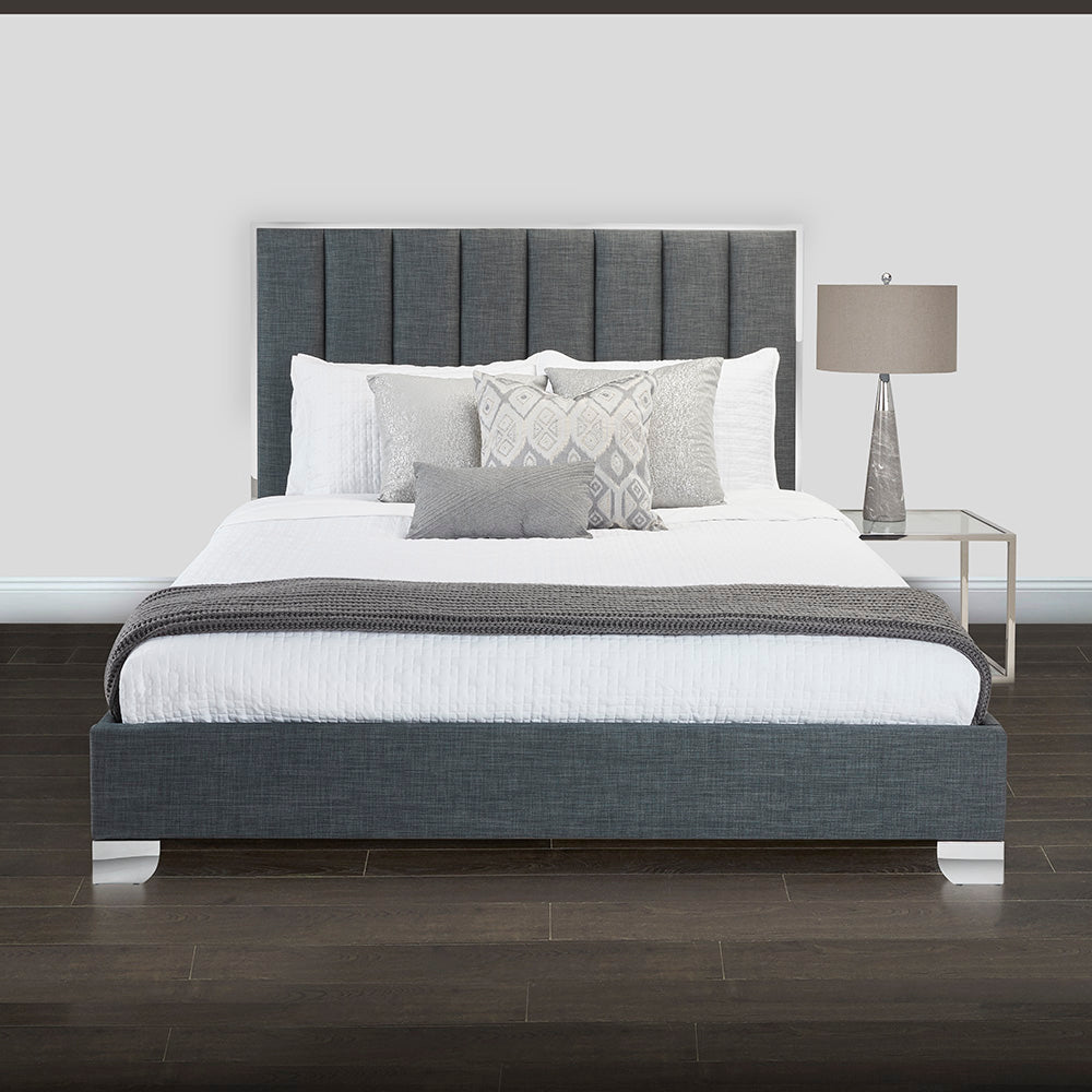 Cadre de lit en Tissu Gris pour une Décoration Moderne de Chambre