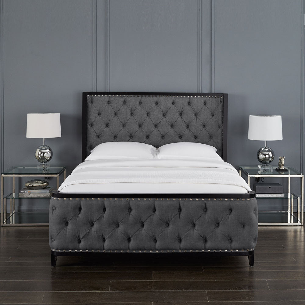 Luxe & Confort : Lit Queen Size Swire en Lin Ardoise