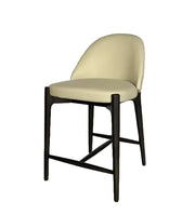 Tabouret de comptoir Liverpool en similicuir taupe et noyer foncé