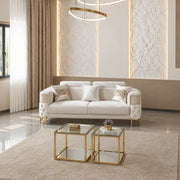Causeuse Confort 2 Places Nepal en Tissu Beige Luxe