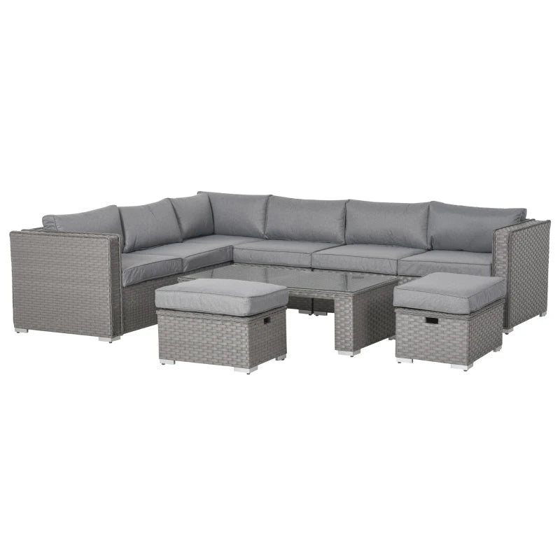 Ensemble de canapé d'angle en rotin, 6 pièces, meubles de véranda d'extérieur, gris