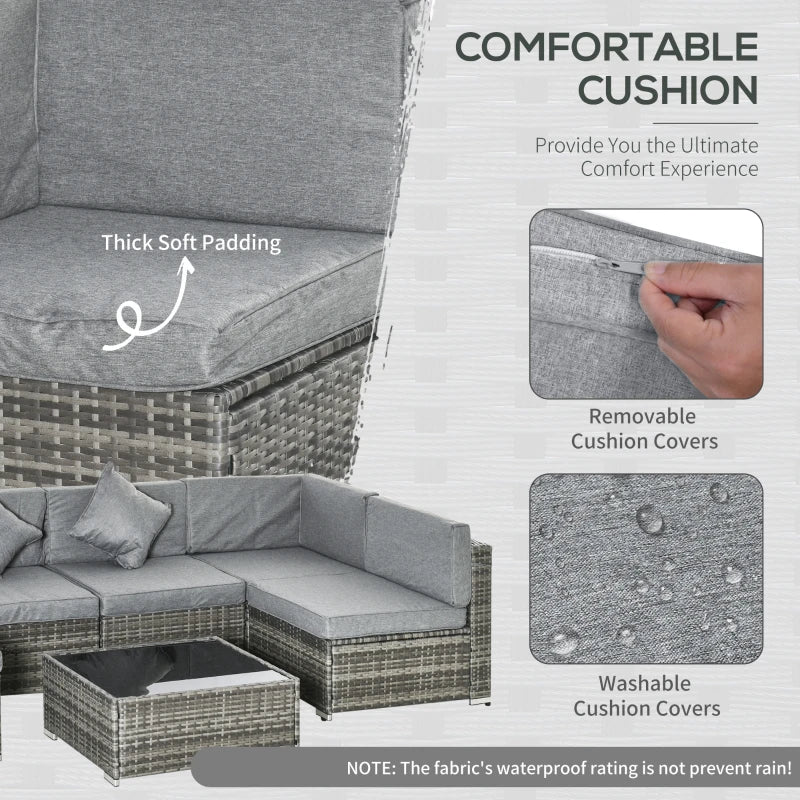 Ensemble de canapés de patio sectionnels en osier d'extérieur, 7 pièces