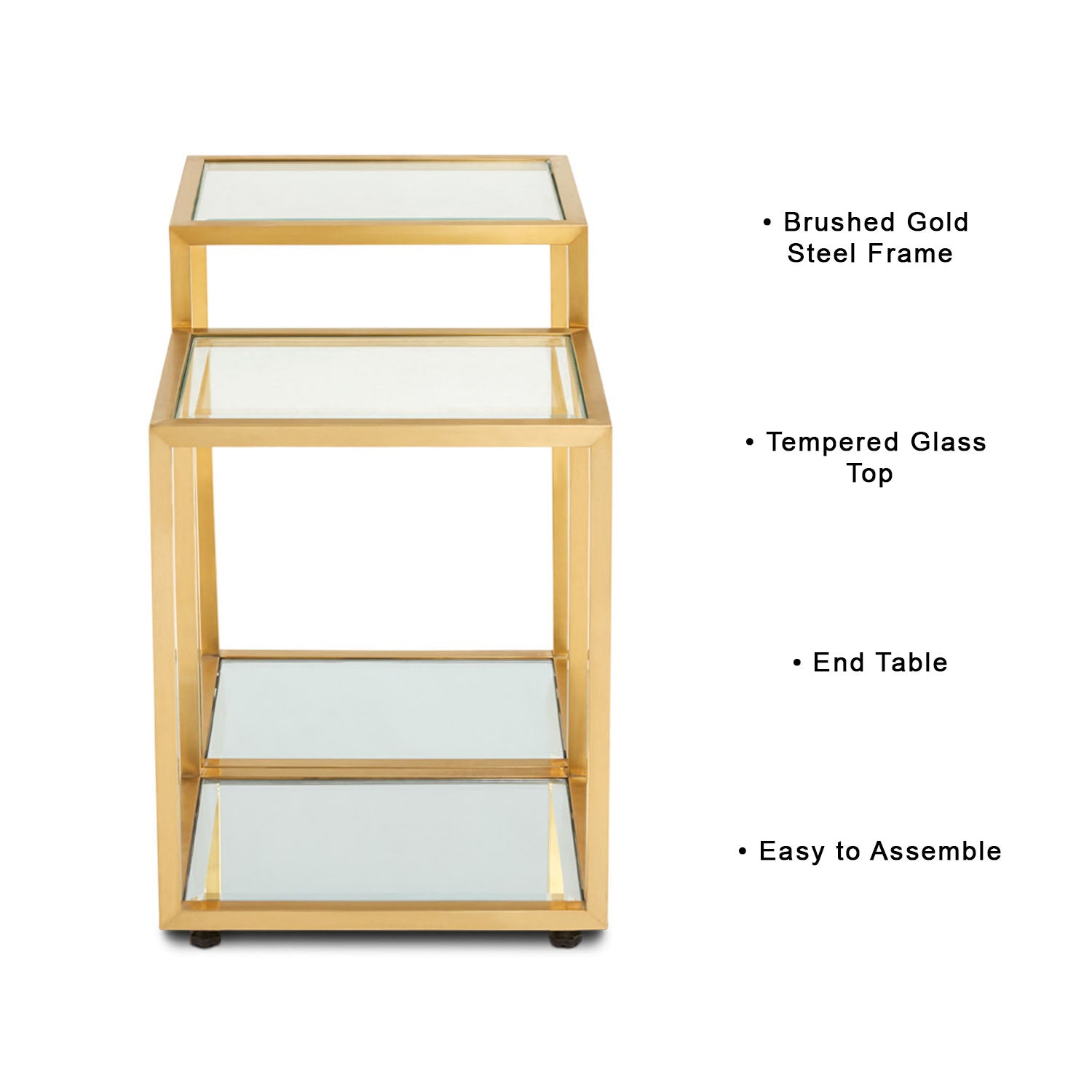 Table de bout dorée à plusieurs niveaux