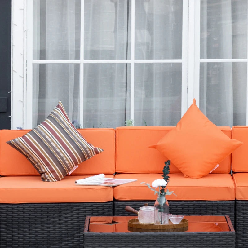 Ensemble sectionnel de jardin en osier, 7 pièces, avec Table à thé, Patio, canapé de salon en rotin avec coussin pour l'extérieur