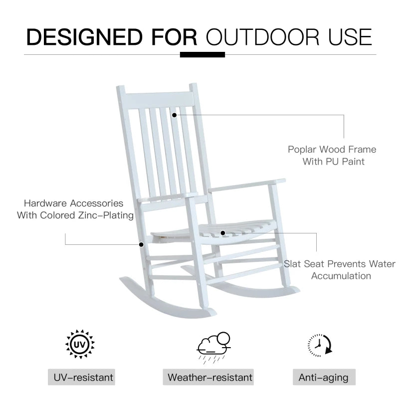 Chaise à bascule en bois blanc pour porche, fauteuil à bascule pour Patio, siège inclinable de loisirs unique