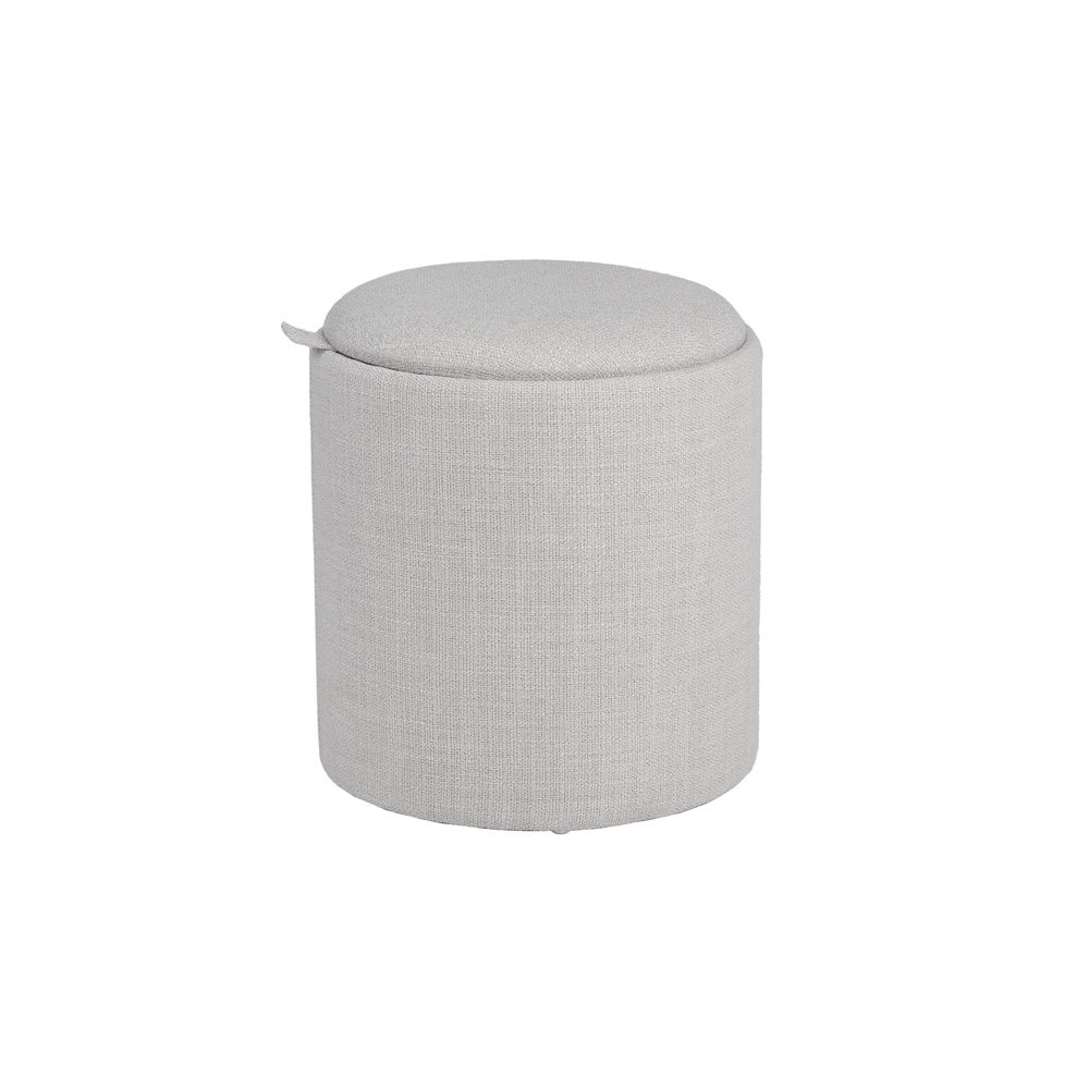 Pouf Plateau Rond Lambert (Lot de 2) : Lin gris clair