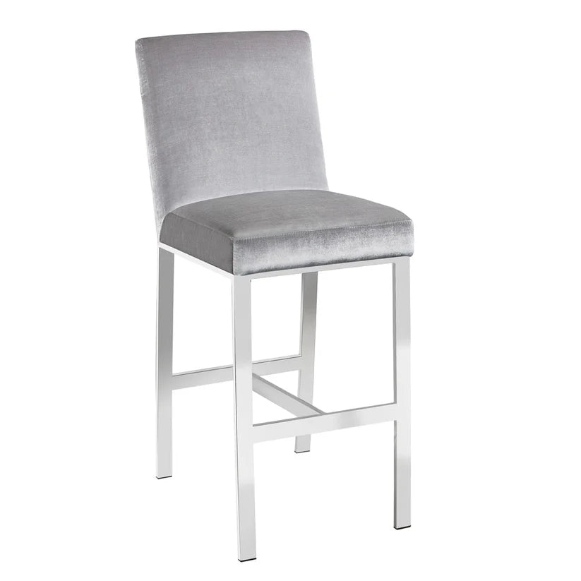Tabouret de comptoir Wellington en tissu gris éléphant