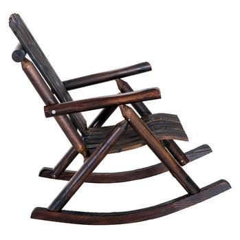 Char-Log Chaise à bascule simple pour jardin, patio extérieur rustique, chaise à bascule Adirondack, meubles de cour en bois de sapin
