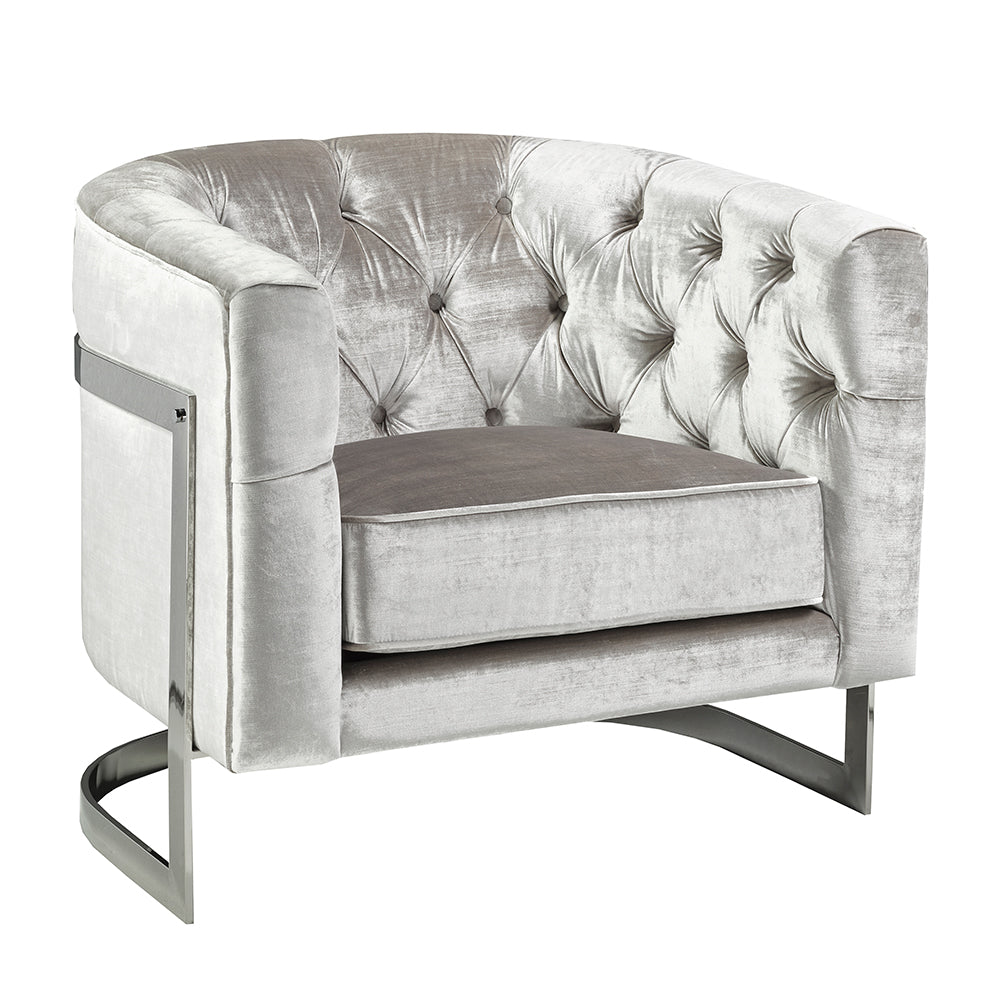 Chaise en velours gris brillant Pinnacle