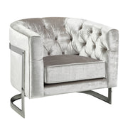 Chaise en velours gris brillant Pinnacle