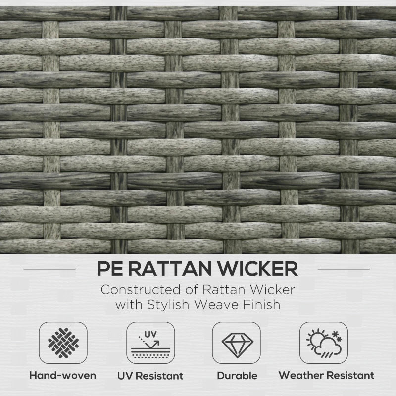 Ensemble de 6 meubles de patio en osier et rotin PE avec coussins épais, canapé sectionnel de jardin de luxe avec table en verre, gris mélangé et gris foncé