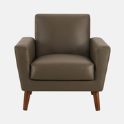 Fauteuil d'Appoint Similicuir Brun 34 po Pieds Noyer