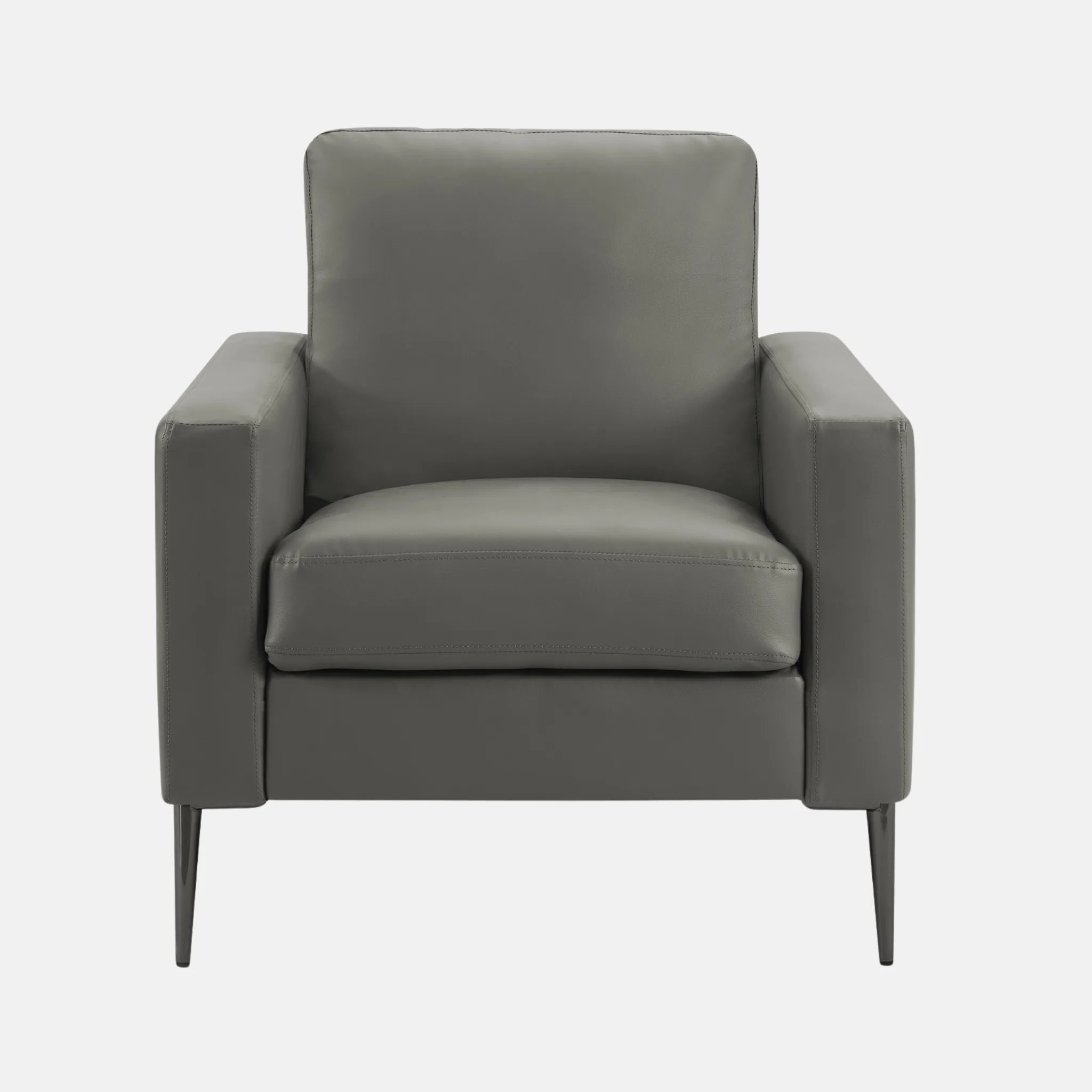 Fauteuil d'Appoint Similicuir Gris Foncé 32 po Pieds Métal Noir